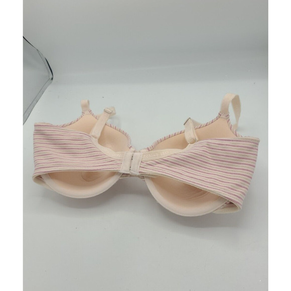 Victoria's Secret Pink Striped Lightly Lined Full Coverage Underwire Bra SZ 36DD - Picture 3 of 5
